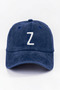 Letter Z Navy Blue Embroidered Washable Vintage Unisex Hat - 2