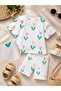 Girl's Tulip Patterned T-Shirt Ribbed Biker Leggings Top and Bottom Set - 2