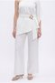Striped Straight Women's Canvas Trousers Pnt01995 Ecru - 2