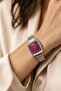 Snies Women's Silver Steel Band Claret Red Dial Rectangular Oval Case Elegant Quartz Wristwatch |   Vintage Luxury 2026 - 8