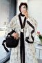Premium Bat Sleeve Tulle Modal Long Kimono - Beige - 4