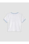 White Crew Neck T-Shirt with Stitch and Angel Print for Women - 7