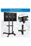Mobile TV Cart with Wheels for 32-65 Inch LCD LED Plasma Flat Screen TVs - Height Adjustable Rolling TV Stand - 3