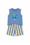 Boy's Car Printed Sleeveless Shorts Set Striped Summer Top and Bottom Set
