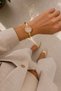 Stei̇s Women's Gold Steel Handcuff Watch with Pink Dial Stone Embellishment Vintage Old Money Luxury Elegant Women's Wristwatch 2026 - 7