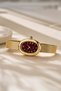 Saudade Women's Gold Oval Case Wristwatch with Burgundy Dial and Roman Numerals, Minimal Flexible Steel Band Watch 2026 - 4