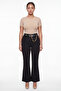 Women's Black Summer High Waist Belted Spanish Flare Pants with Accessories