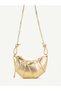 Women's Croissant Model Shoulder and Crossbody Bag with Rope Pendant Detail
