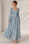 Fabe La Parte Long Sleeve and Corset Detailed Patterned Dress 2717 - 2