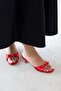 Owen Women's Heeled Satin Sandals Red