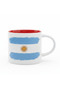 White Ceramic Coffee Mug 350 ml – Brushstroke Design with Red Interior | Tea & Coffee Cup | Football World Cup Theme