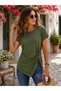 Elegance of the Day Women's Asymmetrical Cut Detailed Short Sleeve Summer Blouse - 3
