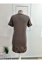 Women's short sleeve crew neck leopard stripe detail short modal dress - 6