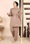 Stripe Detailed Suit Mink 19132 - 3