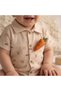 Seasonal Baby Boy Shirt Collar Carrot Detailed Overalls - 2