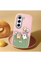 Tecno Camon 40 Compatible Case Camera Protector Pink Silicone Couple Phone Case with Line Pattern - 2