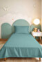 Turquoise Minimal Young Room Single Pique Set - Quilted Blue 160X220 cm Summer Bedspread - 2
