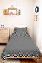 Black Geometric Zigzag Youth Room Single Pique Set - Modern 160X220 cm Quilted Bedspread - 4