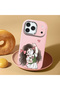 iPhone 17/18 Pro Max Compatible Case Camera Protector Pink Silicone Couple Phone Case Girl Patterned - 2