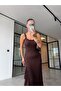 Straped Slit Lace Dress Brown - 4