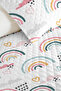 Rainbow Pastel Pink Children's Room Single Pique Set - Cloudy Mint 160X220 cm Bedspread - 3