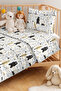 Forest Animals White Children's Room Single Pique Set-Grey Yellow 160X220 cm Quilted Bedspread - 2