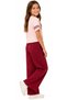 Girl's Eilly Written Stone-Embellished Sleeve Striped T-Shirt and Pants Set in Self-Glittering Powder Color - 3