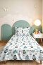 Penguin Snow Patterned Children's Room Single Pique Set - Winter Nordic Gray 160X220 cm Bedspread - 5