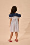 Elma Embroidered Striped Dress Navy Blue - 3