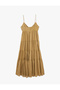 Cotton Voile Fabric Embroidered Layered Voluminous Long Dress with Rope Straps - 4