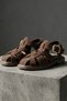 Denis Women's Brown Suede Ankle Strap Buckle Casual Sandals - 5