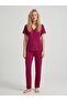 Women's Cherry Lace Viscose V-Neck Short Sleeve Pajama Set - 2