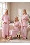 New Season Powder Short Sleeve 100% Cotton Special Design Maternity Dressing Gown Pajama Set with Breastfeeding Feature Nightgown Set - 5