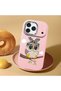 iPhone 17/18 Pro Compatible Case with Camera Protection Pink Silicone Couple Phone Case with Owl Pattern - 2
