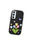 Realme C65 Compatible Case Camera Protector Black Silicone Couple Phone Case with Floral Pattern - 3