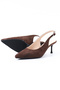 Genuine Leather Brown Back-Strapped Heeled Women's Shoes - Z8583 - 6