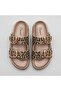 (Pienn)Double Buckle Drop Stone Detailed Daily Women's Slippers Leopard - 3
