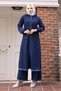 Tassel Detailed Denim Suit Dark Blue 19243 - 3