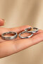 3-Piece Silver Women's Ring Set - Wavy Model Adjustable Ring - 3