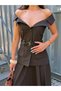 Premium Lined Vest Skirt Set with Belt Detail, Midi Length Stylish Set - 2