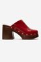Bellune Red Patent Leather Genuine Leather Women's Thick Heeled Slippers with Rivet Detail - 4