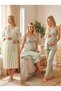 New Season Green Summer Striped Long Dressing Gown Design with Straps 100% Cotton Maternity Dressing Gown Nightgown Pajama Set - 4