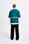Men's Contrast Layered Sweatshirt Oil Green-Ecru - 6