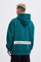 Men's Printed and Patched Hooded Sweatshirt Oil Green - 3
