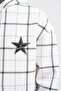 Men's Leather Applique Hooded Sweatshirt Ecru - 3