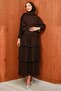 Brown Layered Pleated Evening Dress - 3