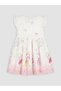 Lcw Kids White Crew Neck Printed Girls' Dress - 6