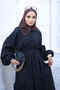 Black Dress with Waist Tie and Stitching Detail - 4