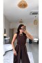 Brown Flowy Loose Wide-Leg Belted Jumpsuit - 3