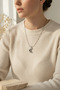Stylish Steel Moon Figured Shiny Women's Necklace with Black Stone Detail - 7